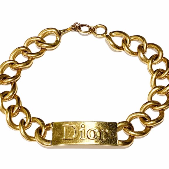 Christian Dior Chunky ID Tag Curb Necklace - Picture 1 of 2